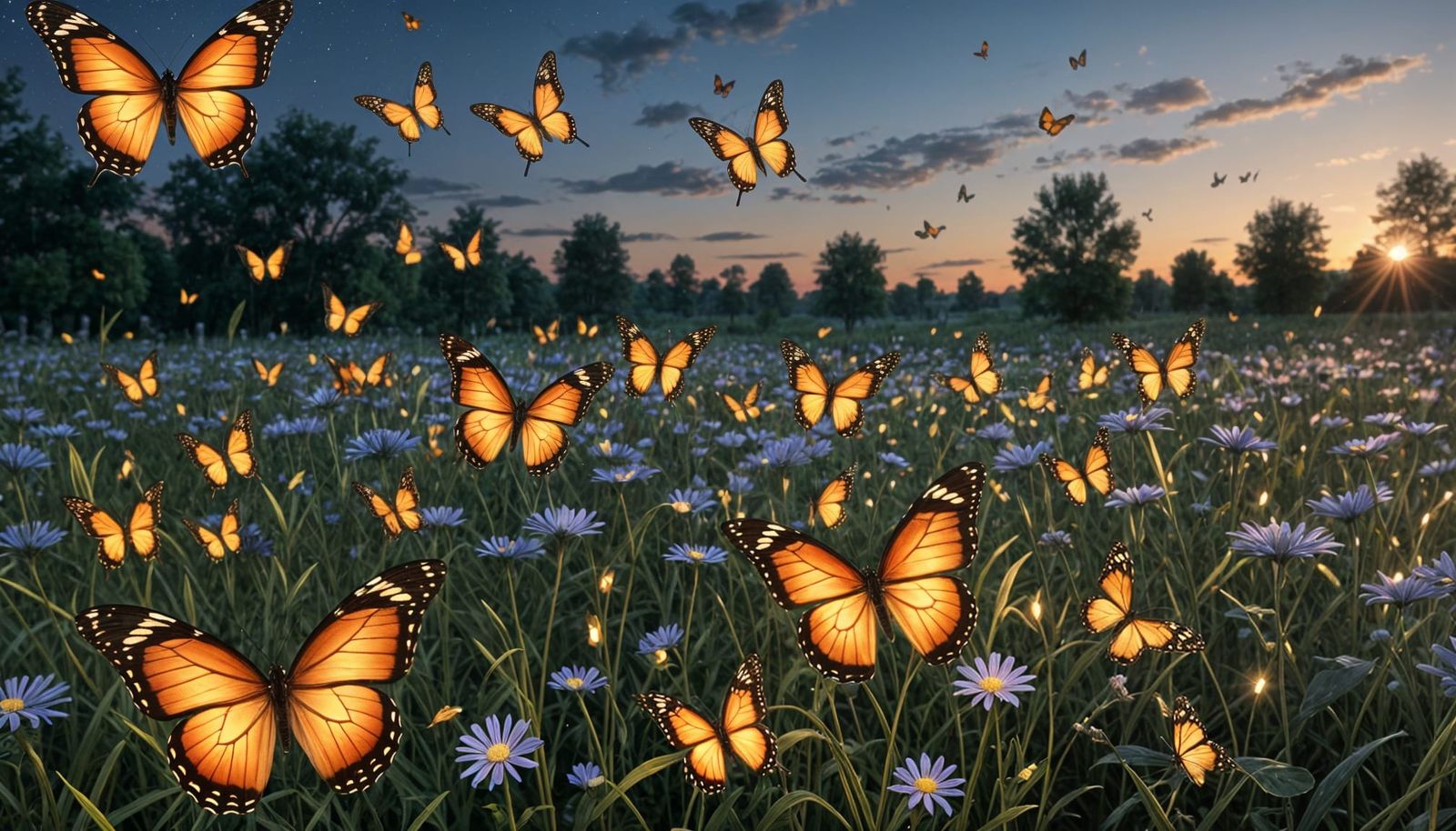 Glowing Eldritch Butterflies in Photorealistic 8k Meadow
