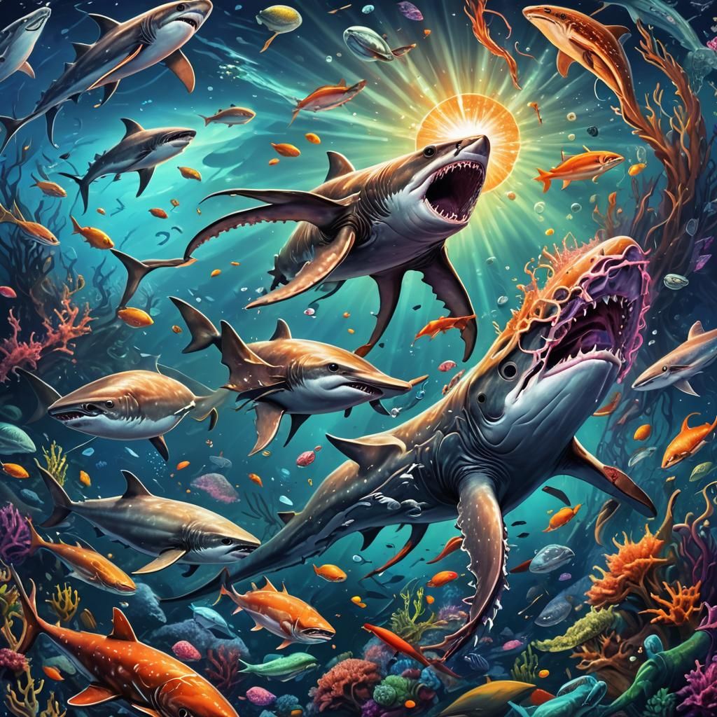 Epic Undersea Battle: Squid vs. Shark