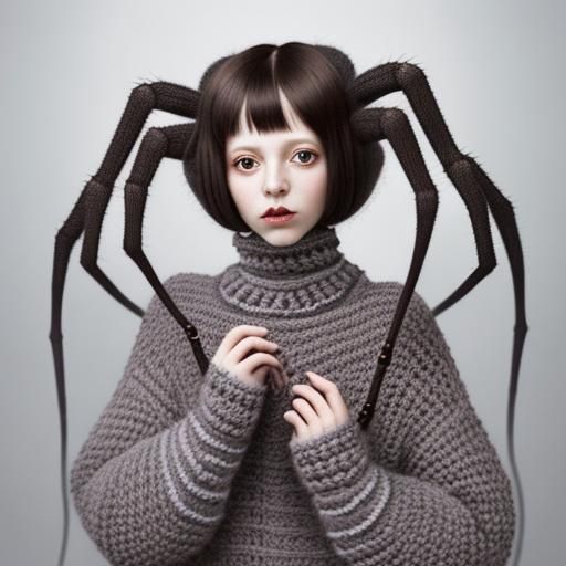 Spider Girl Crocheting: A Fantasy Monster Portrait
