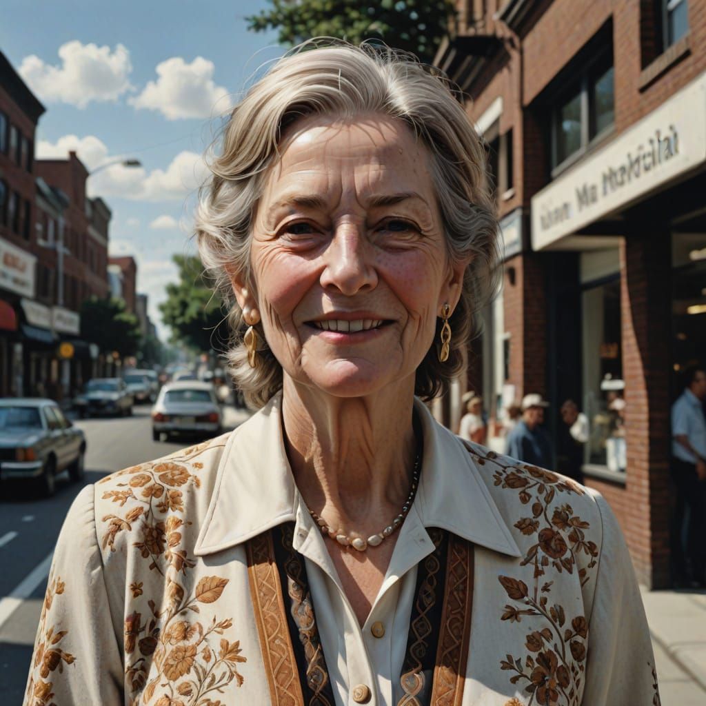 1970s Portrait of an American Woman, Photorealistic Style