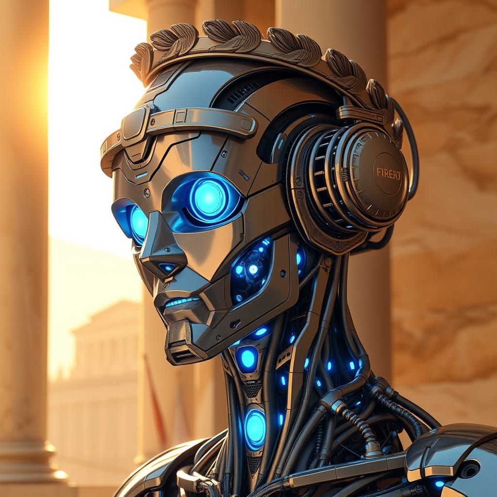 Cyborg Head Blends Futuristic and Classical Elements