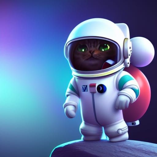 Laughing Astronaut Cat in Pixar Style