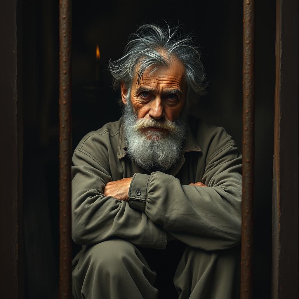 Contemplative Geologist Behind Bars: A Study in Chiaroscuro