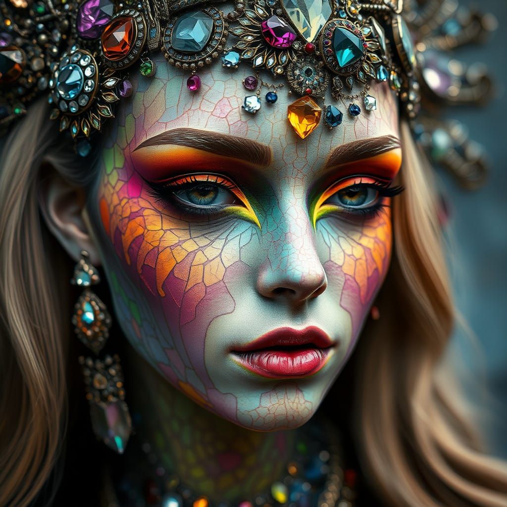 Mystical Goddess of Jewels in Cosmic Patterns