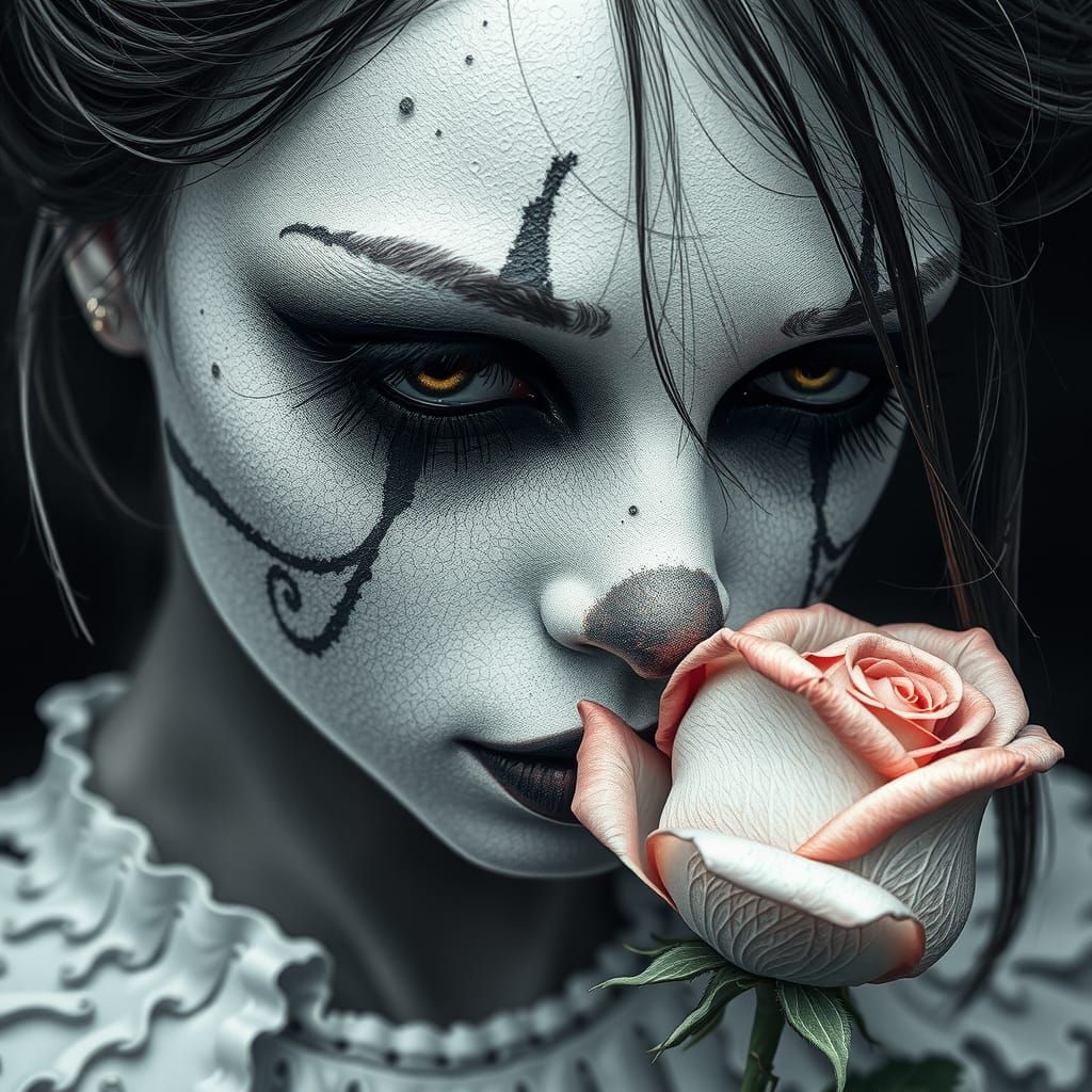 Weeping Girl in Hyperrealistic Pointillism