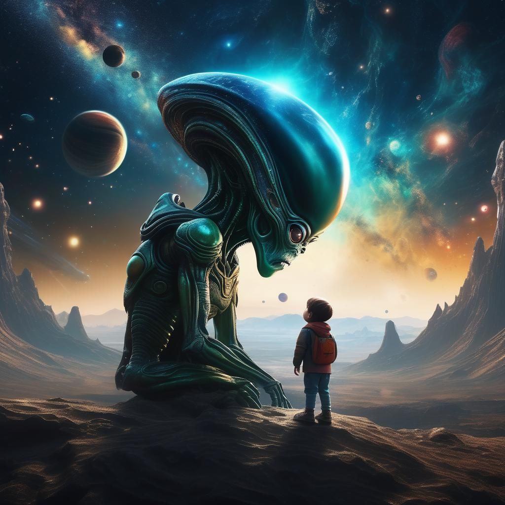 Intricate Alien Encounter in Vast Universe