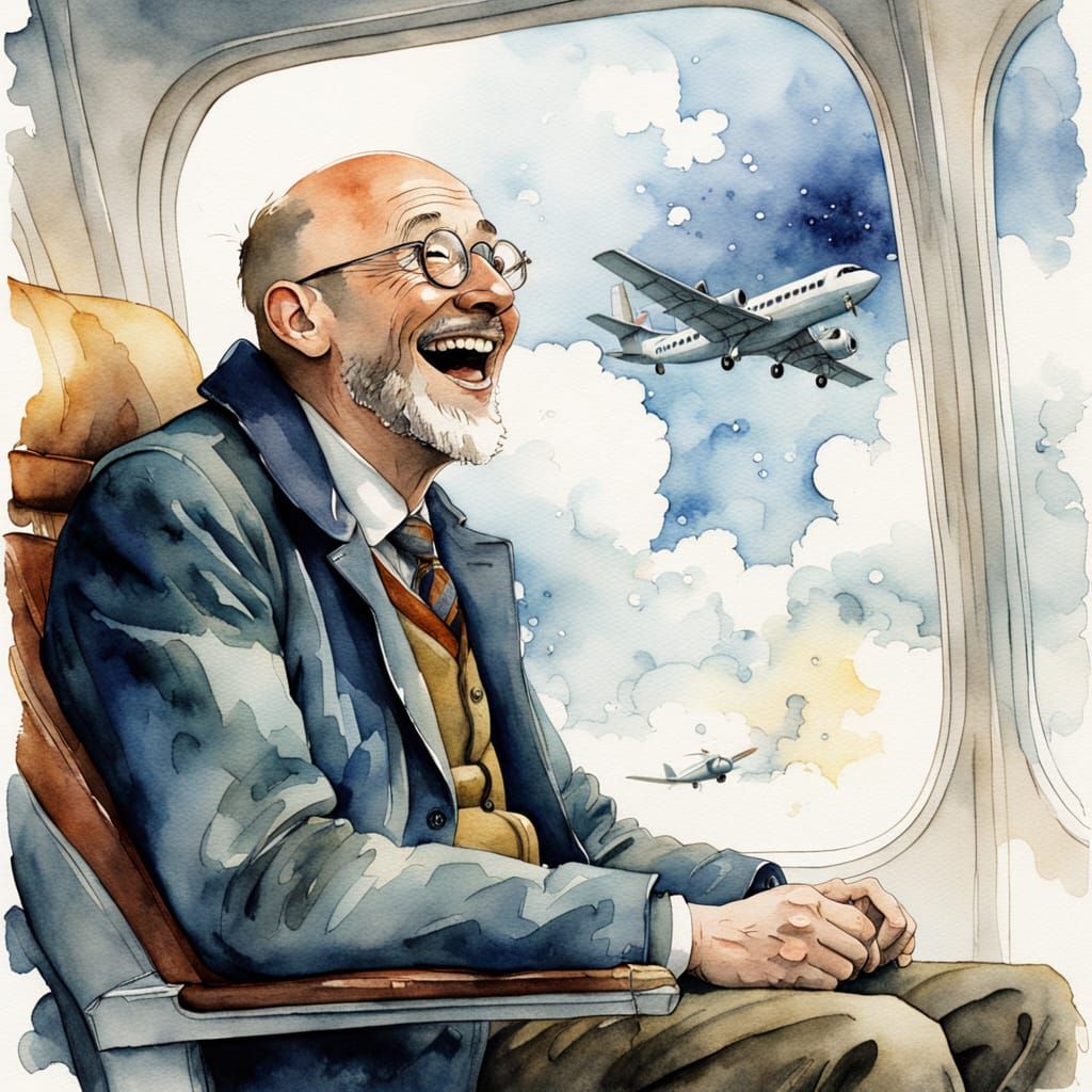 Turbulent Flight of Joy in Watercolor