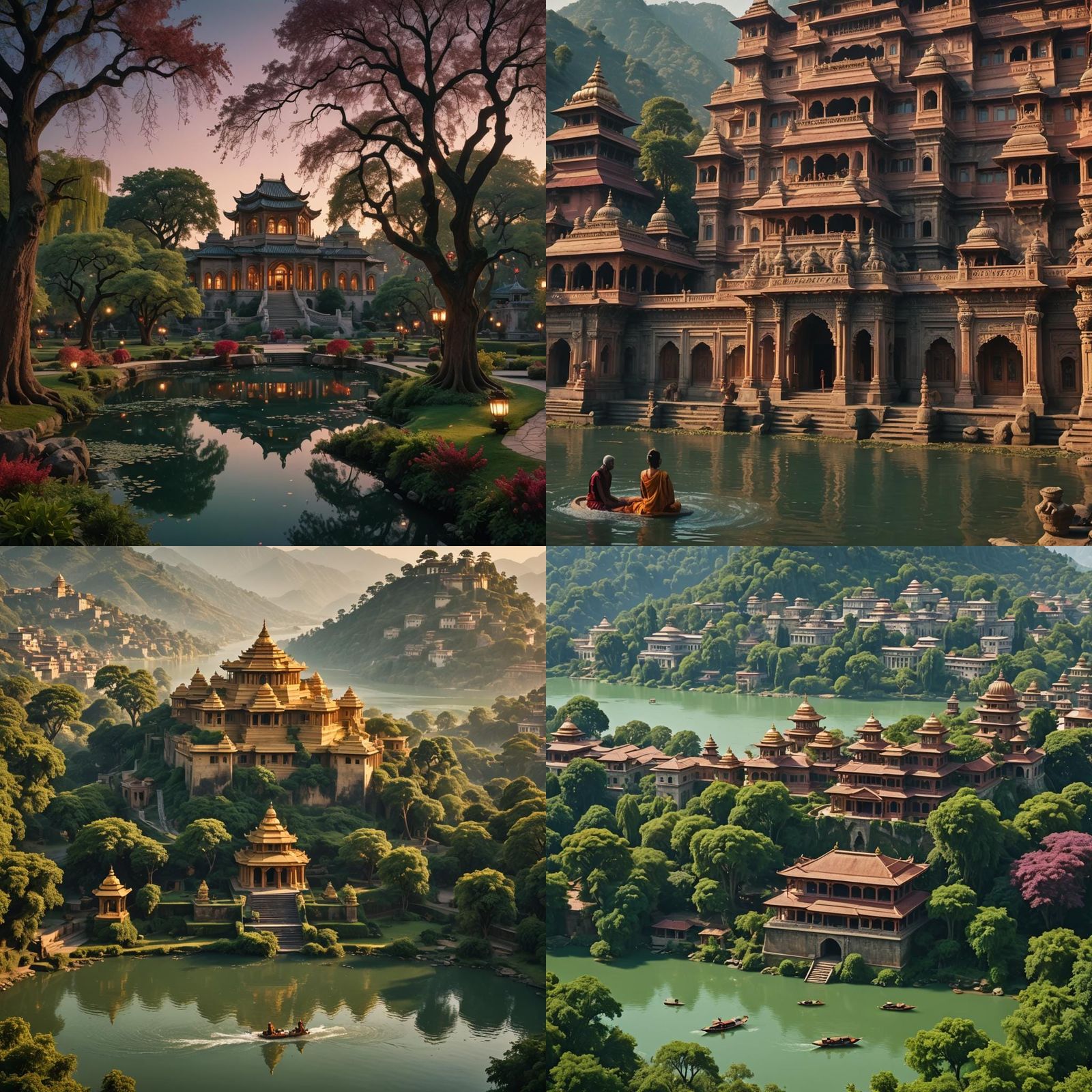 Cinematic Jewel-Encrusted City with Himalayan Backdrop