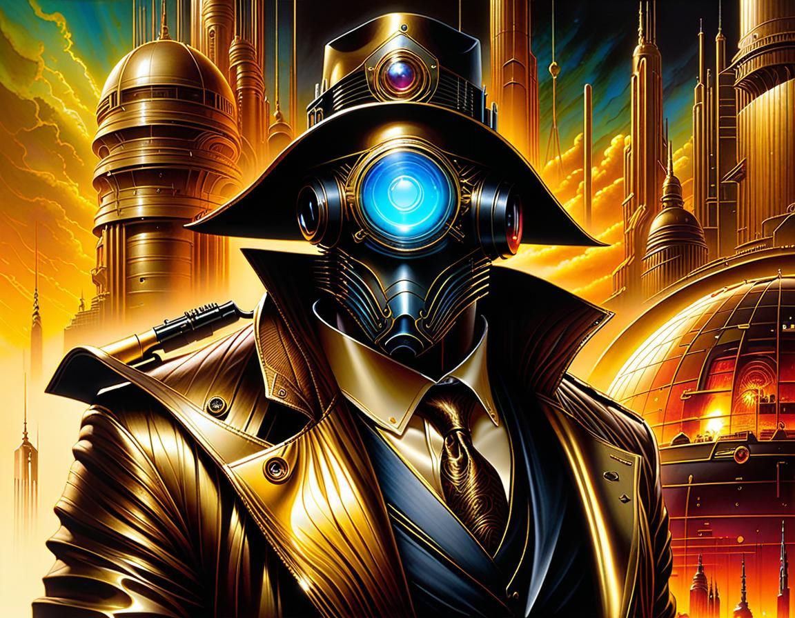 Metallic Detective in Dystopian Future: Alcohol Ink Art