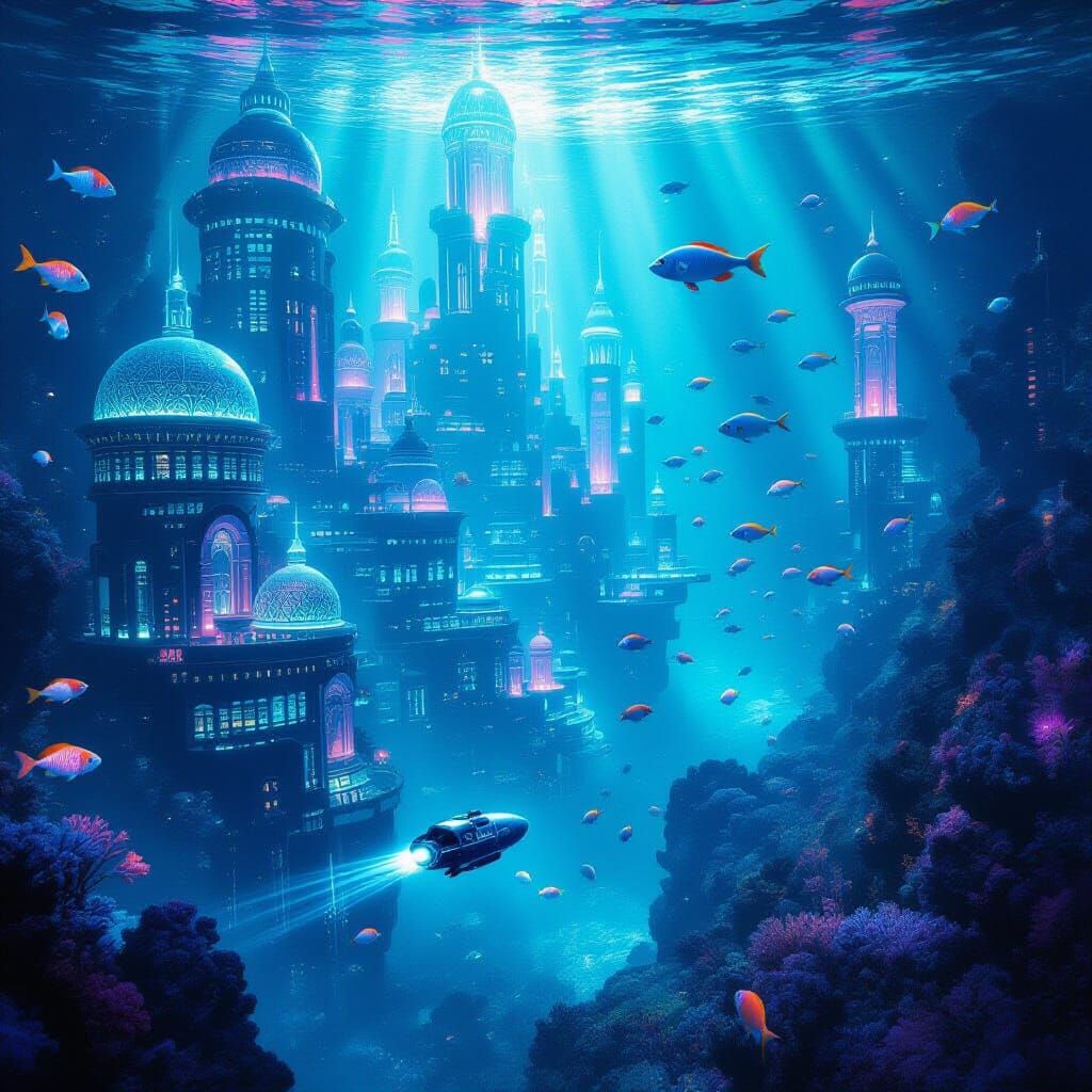 Underwater Metropolis of Bio-Luminescent Coral and Exotic Fi...
