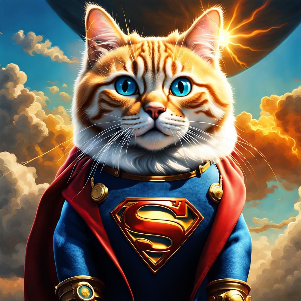 Kitten as superman