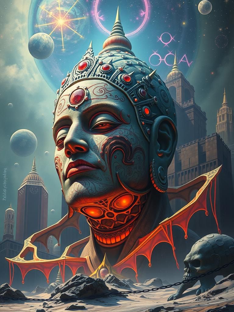 Psychedelic Bodhisattva on Apocalyptic Landscape