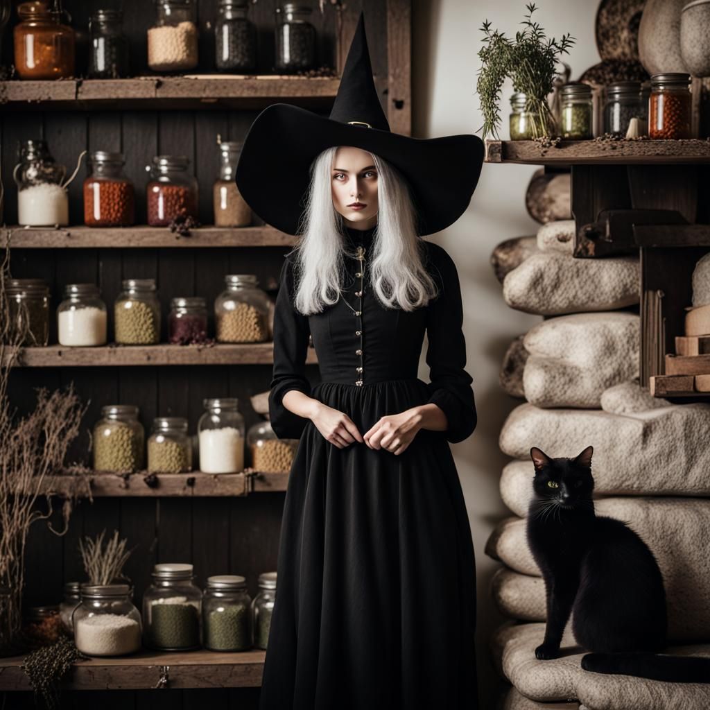 Vintage Autumn Witch in Woodland Apothecary