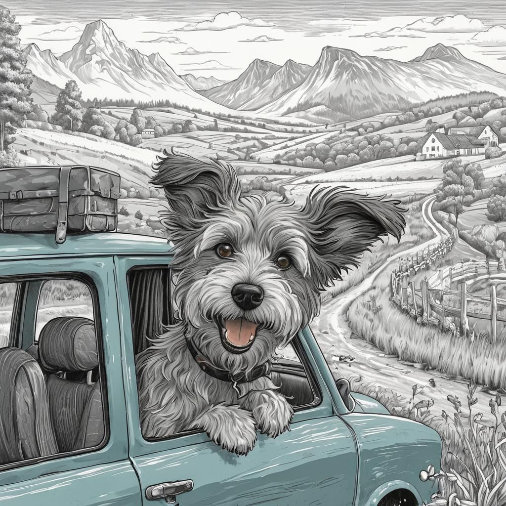 Dog's Joyful Road Trip Through Countryside