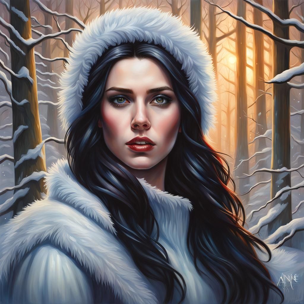 Snow Woman Portrait in Anne Stokes Style