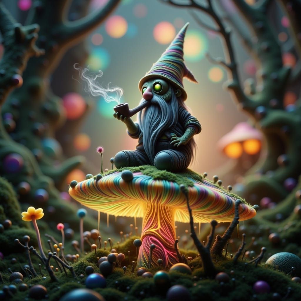 Whimsical Enchanted Forest Scene with Wise Old Gnome