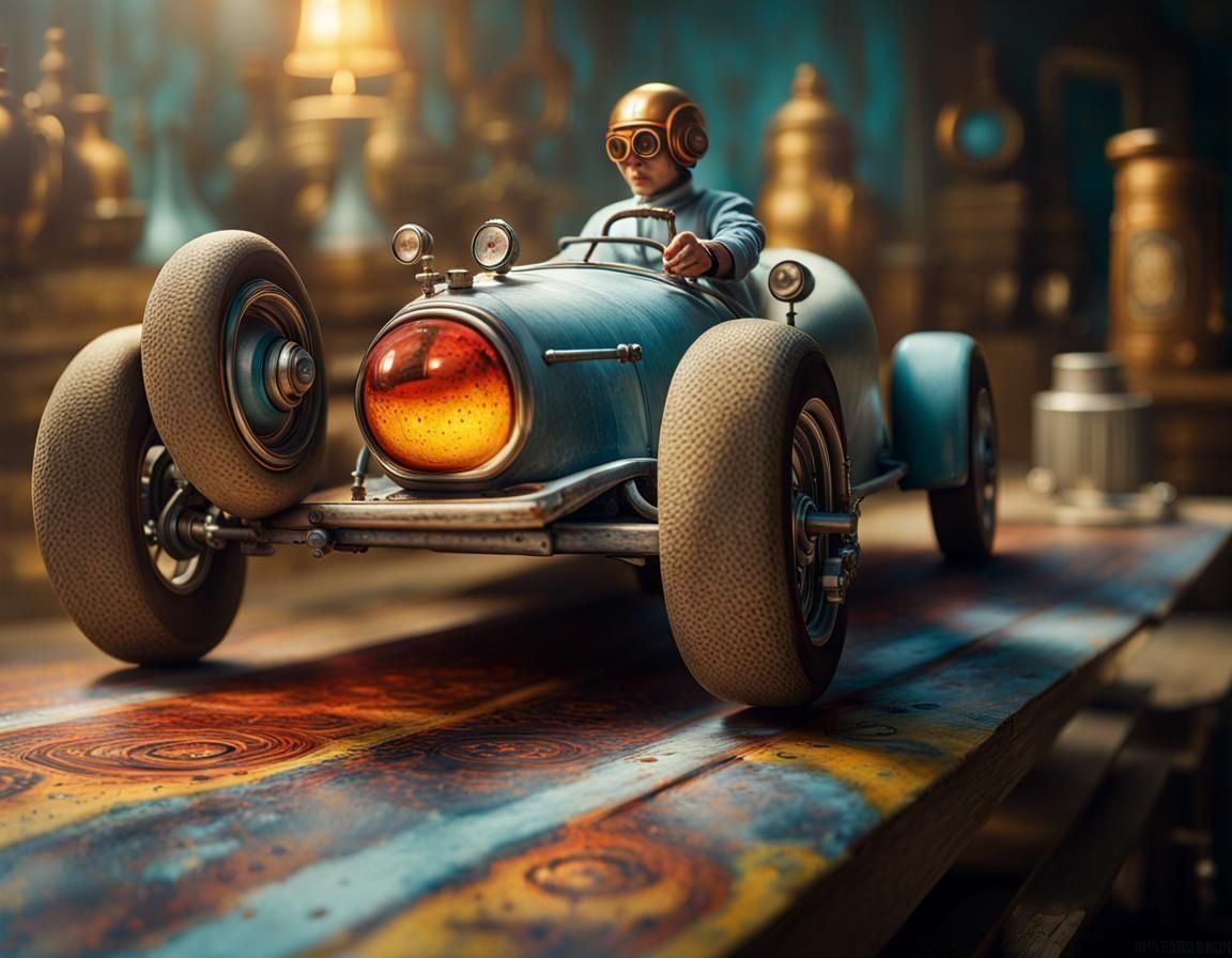 Magical Surreal Racing Cars in a Dreamy Landscape