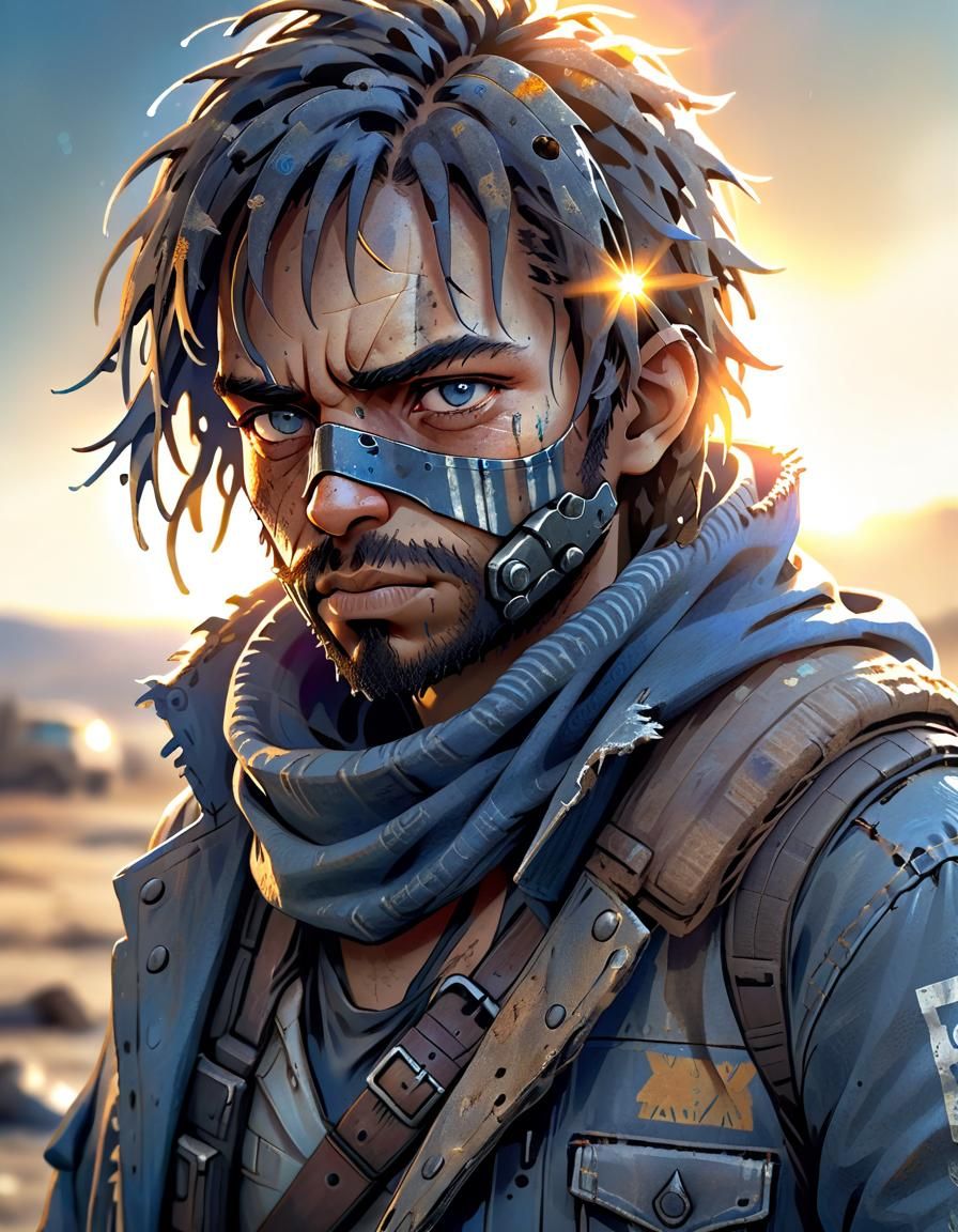 Post-Apocalyptic Bandit Portrait in Dramatic Lighting