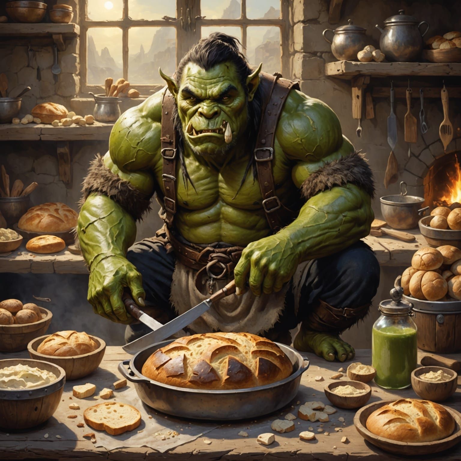 Orc Baker Baking Bread
