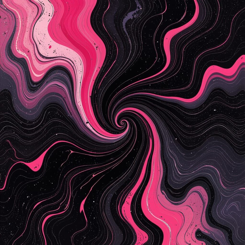 Abstract Pink and Black Marble Fluid Art