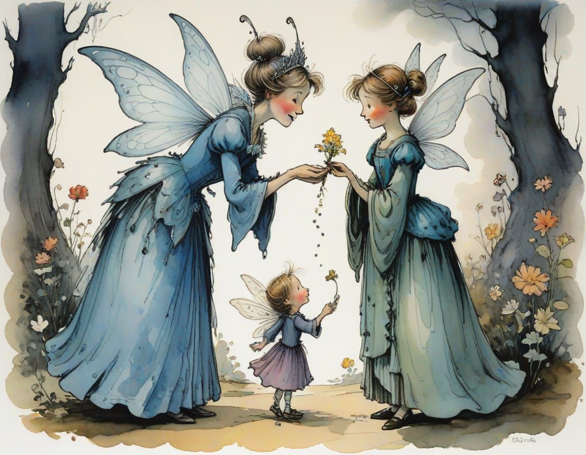 Fairy Godmother and Niece Illustration