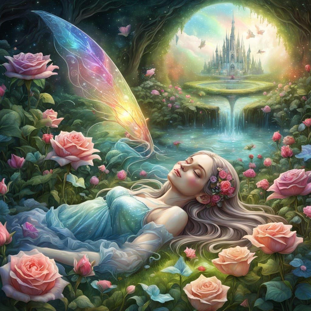 Ethereal Fairy in Whimsical Garden Setting