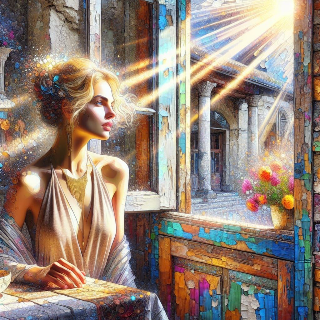 Woman with Golden Hair in Oil Painting Style