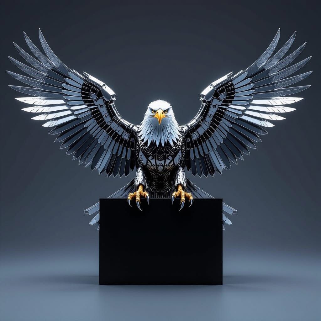 Stainless Steel Mechanical Eagle in Dynamic Pose