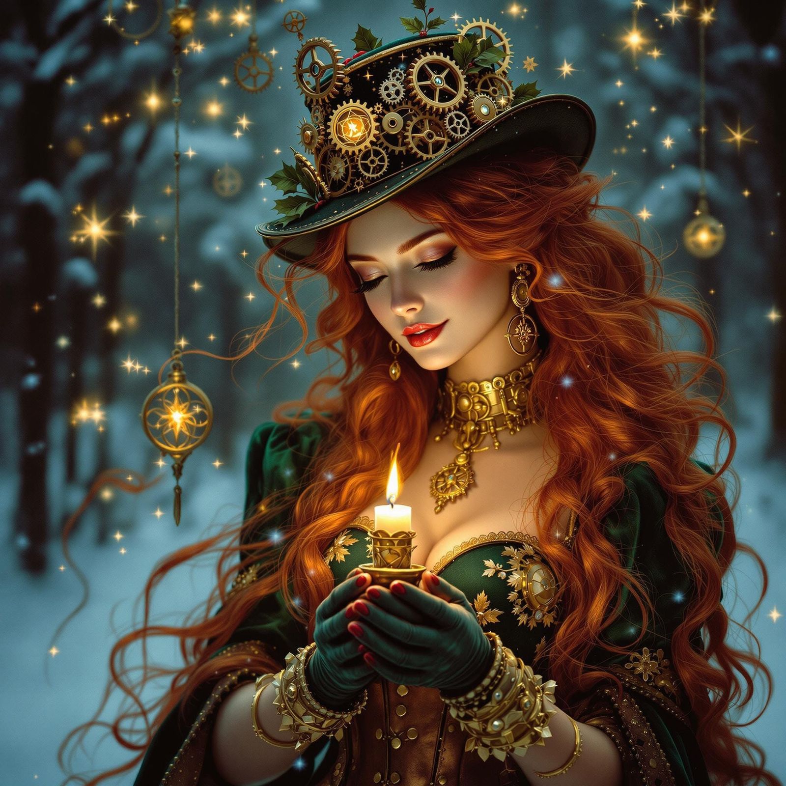 Ethereal Steampunk Siren in Velvet and Gears