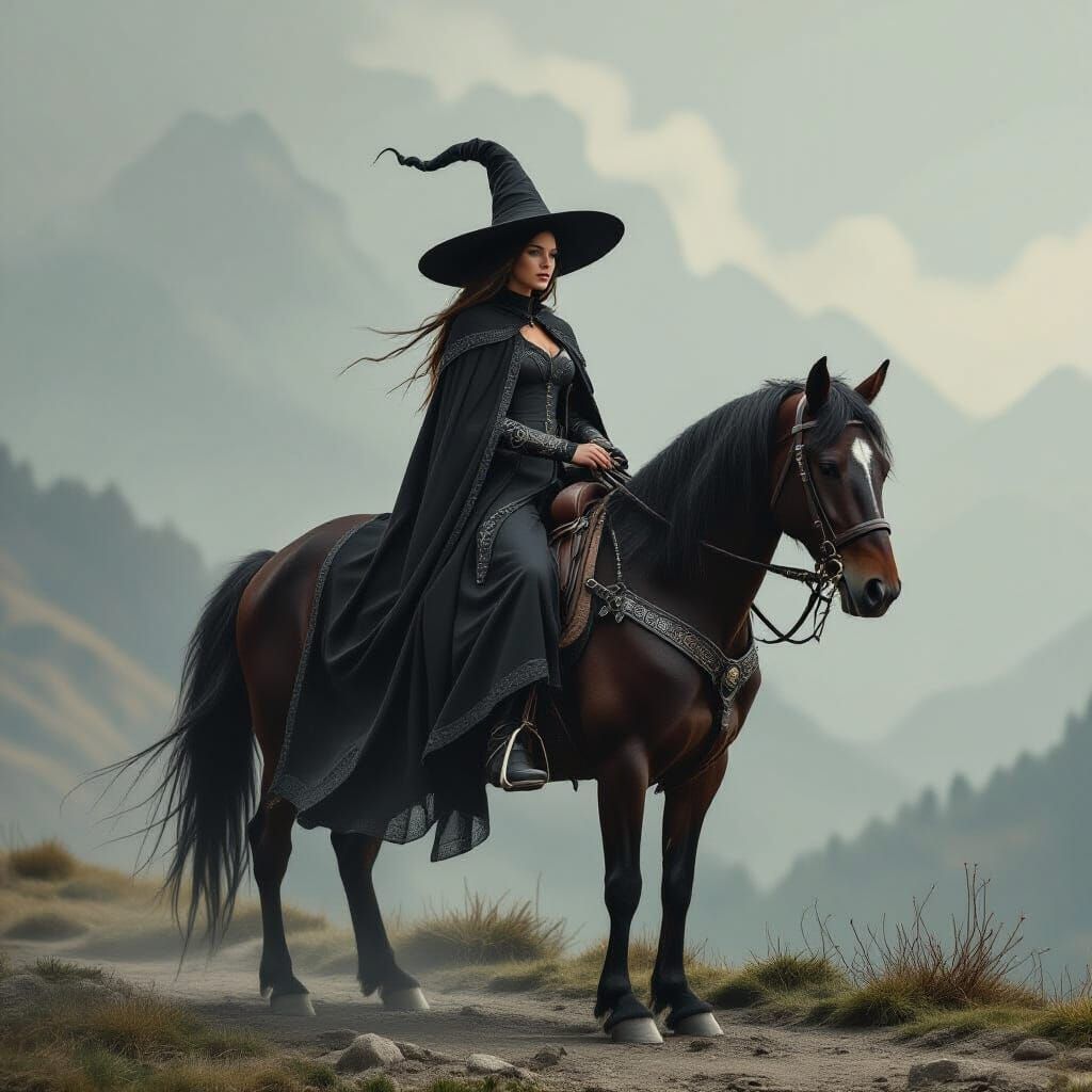 Witch on Dark Mount - AI Generated Art