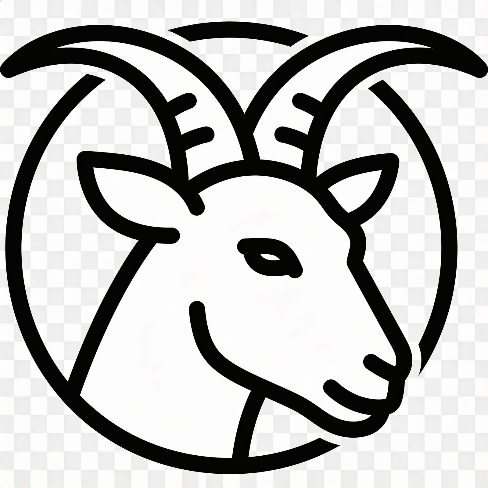 Minimal Flat Vector Goat Head Icon with Clean Lines
