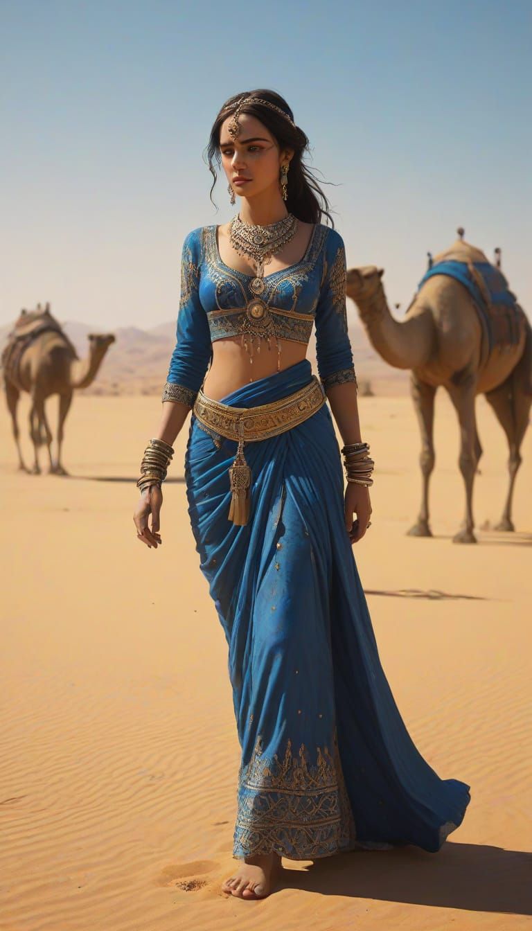 Regal Prince and Dancer in Golden Desert Splendor