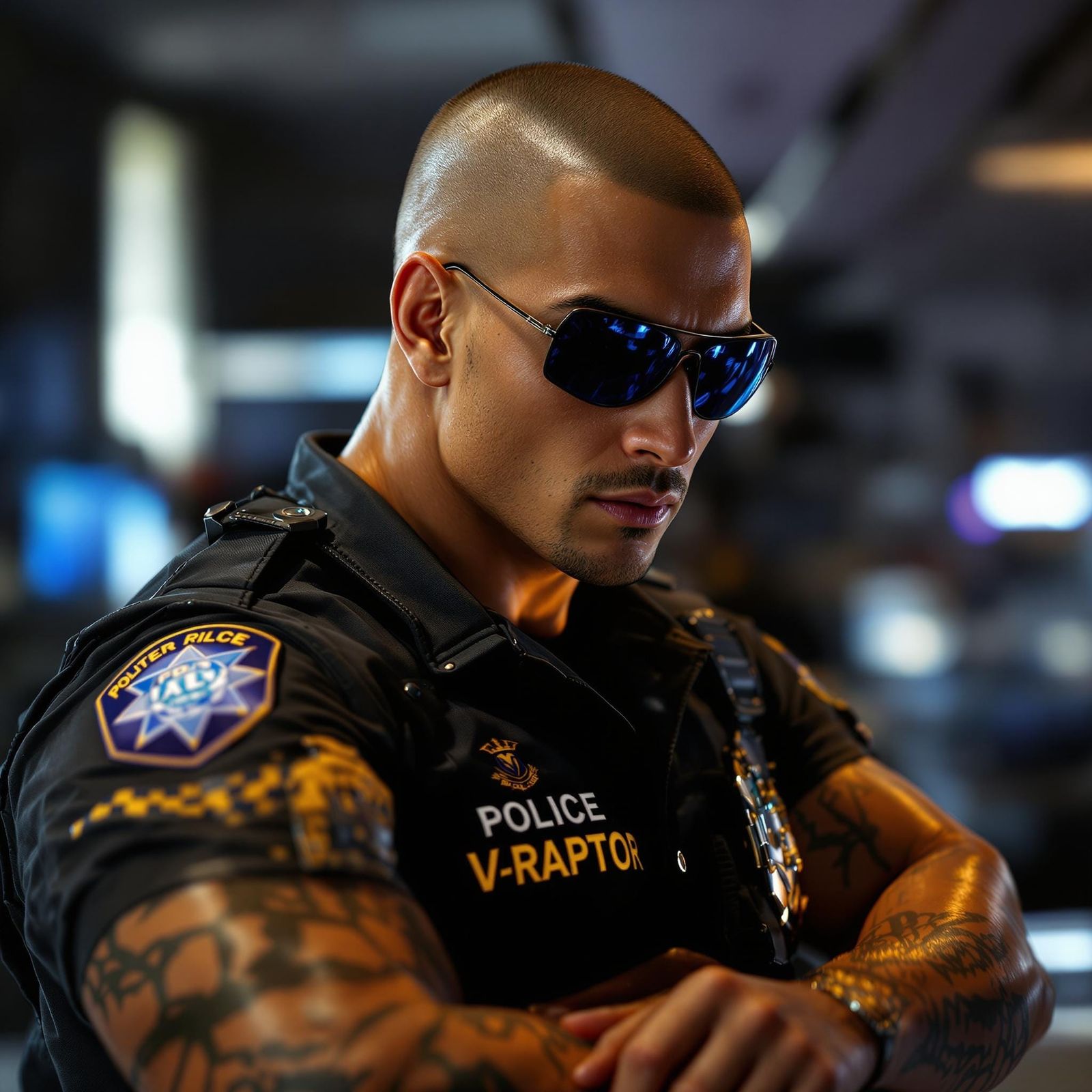 Asian Athlete as Police Officer in 3D Anime Art