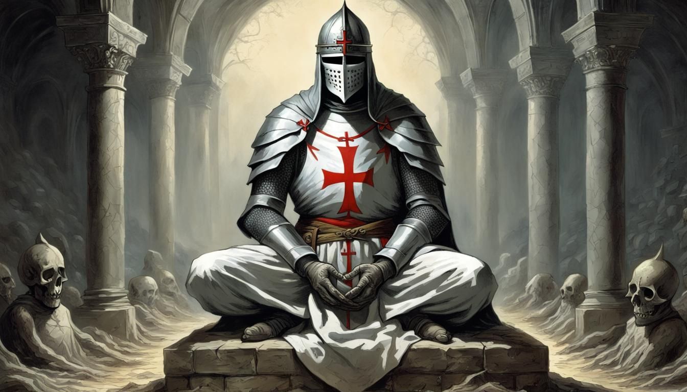 Knight Templar Meditating: Dark Death Metal Art