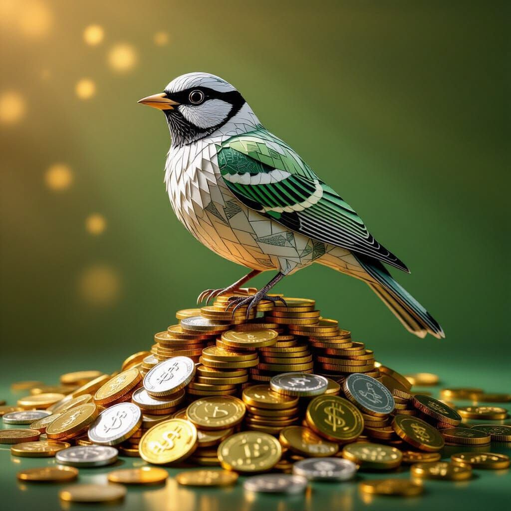 bird on coins