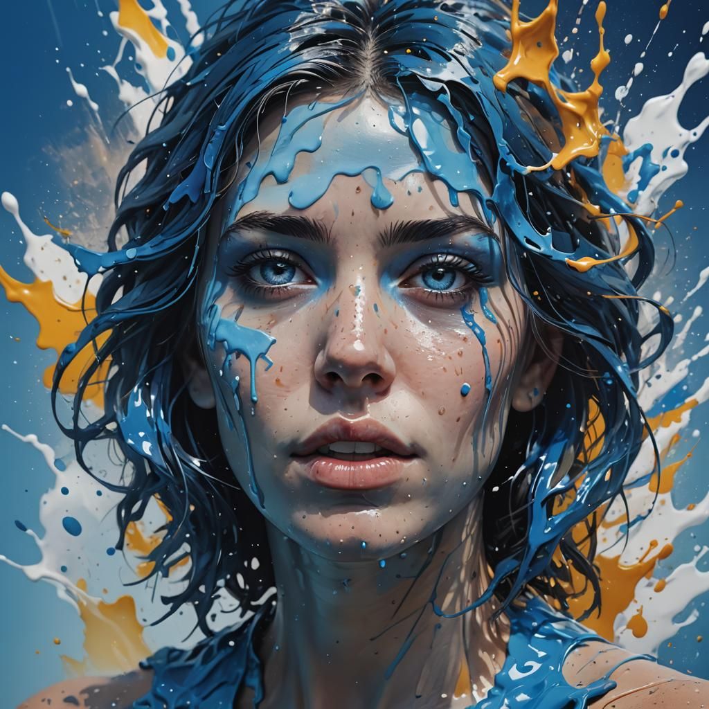 Hyperrealistic Face with Dramatic Lighting and Color