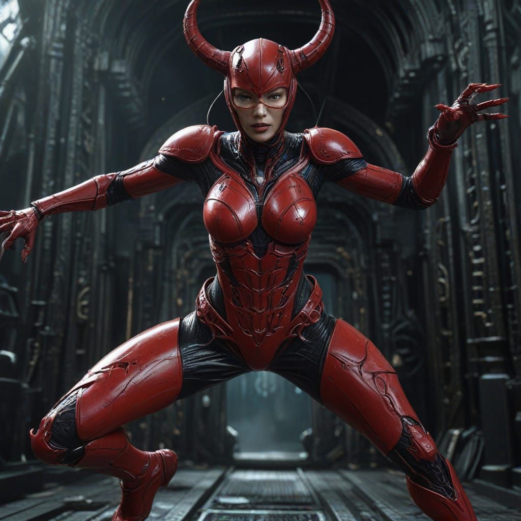 Cyberpunk Goddess in Latex Armor