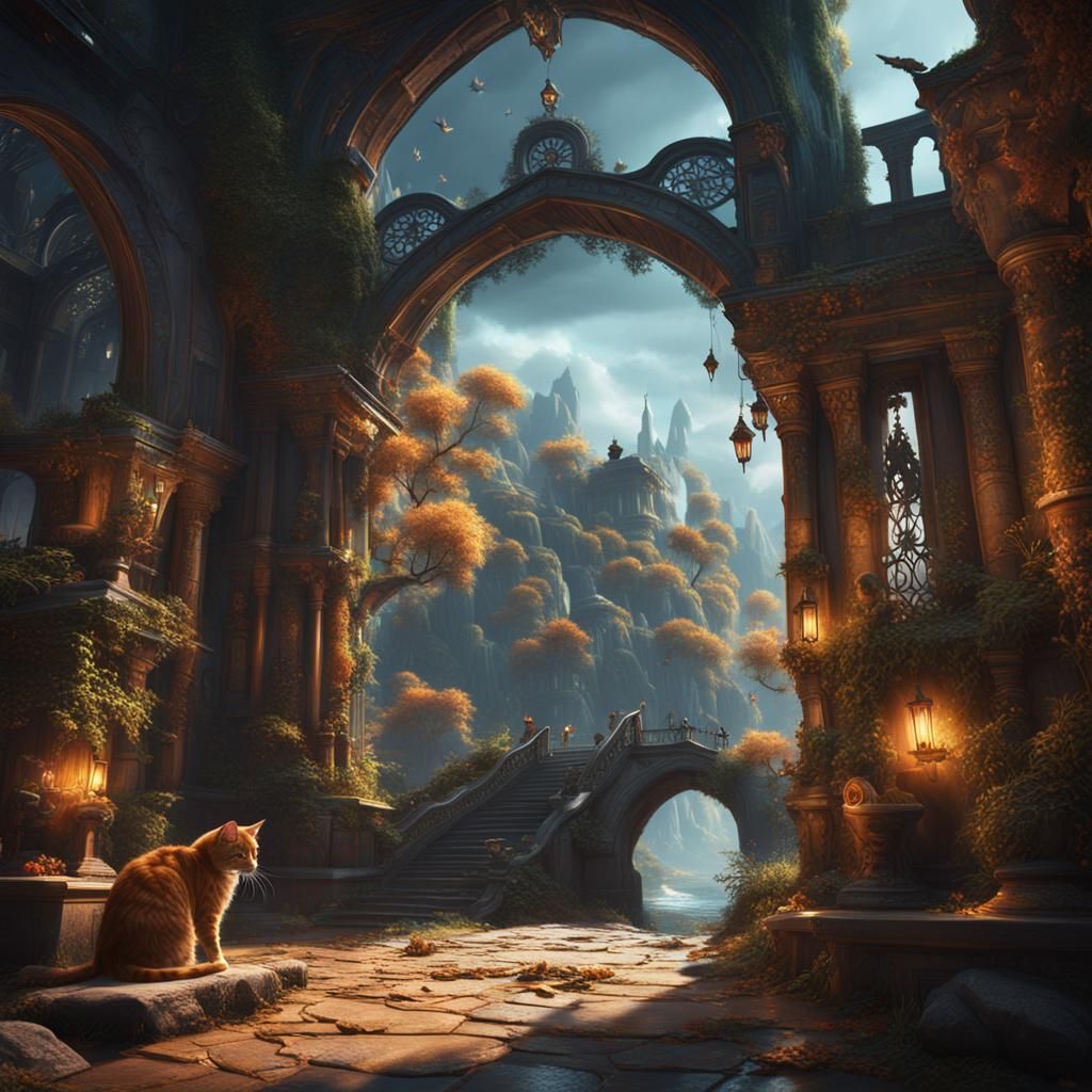 Fantastical Cat in Detailed Digital Painting