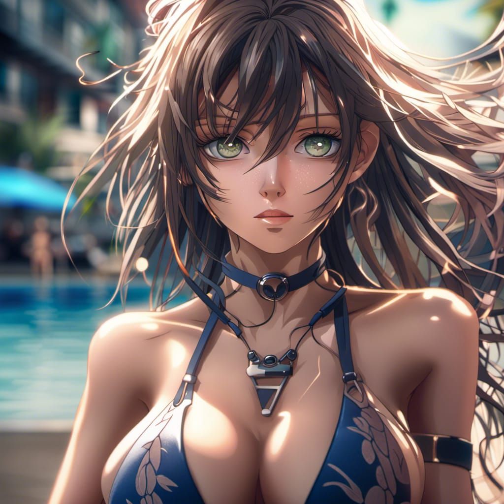 Hyperrealistic Anime Girl in Bikini