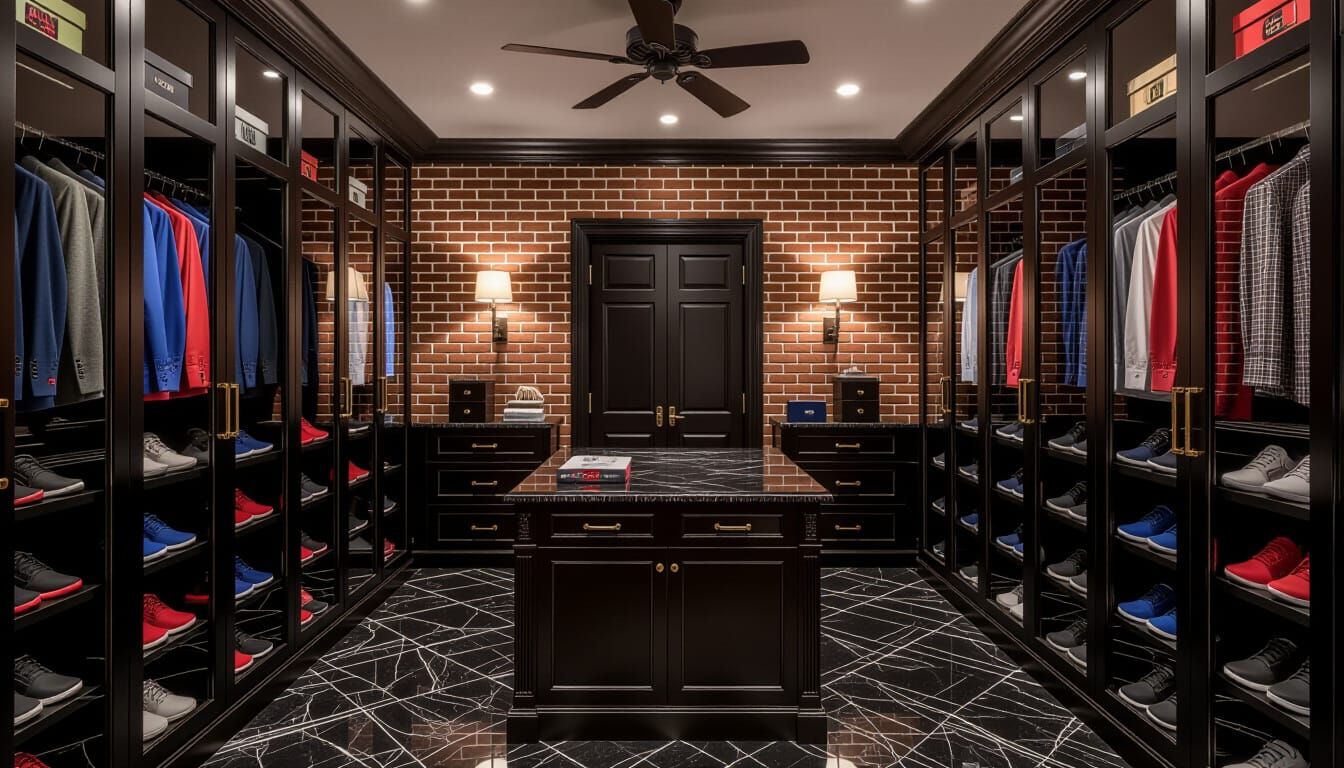 Victorian Walk-In Closet with Showcase Cabinets