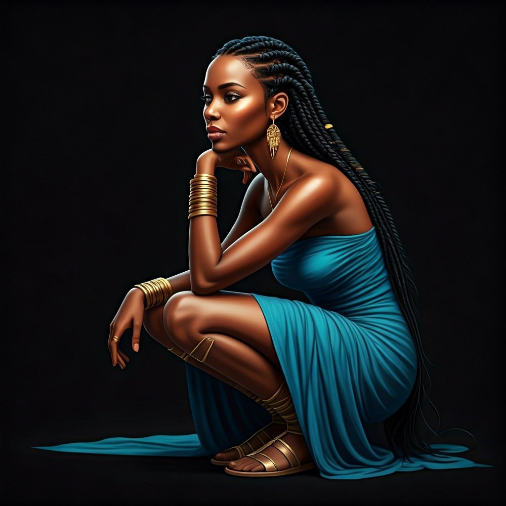 Stylish Woman in Blue Dress as Splash Art