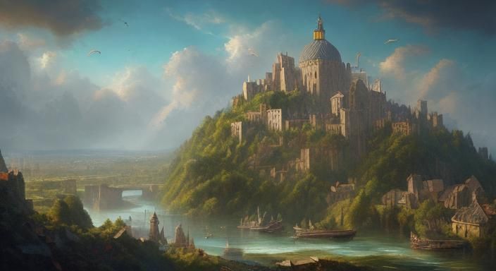 Rivers Confluence Vista with Gnome Artificer