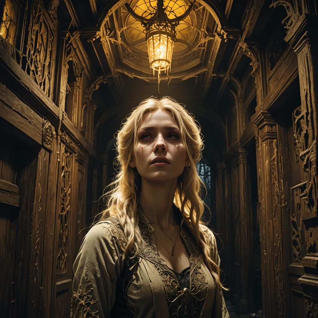 Possessed Woman in Haunted House: Dark Fantasy Art