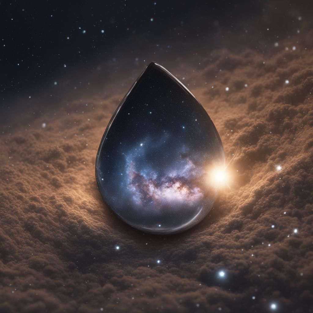 The milky way galaxy inside a falling teardrop, unreal engin...