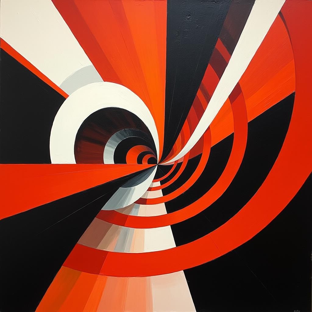 Abstract Geometric Oil Painting in Suprematist Style