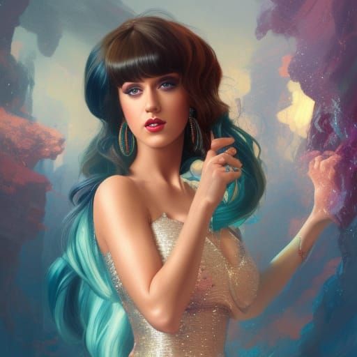 Katy Perry and Taylor Swift Portrait in Art Nouveau Style