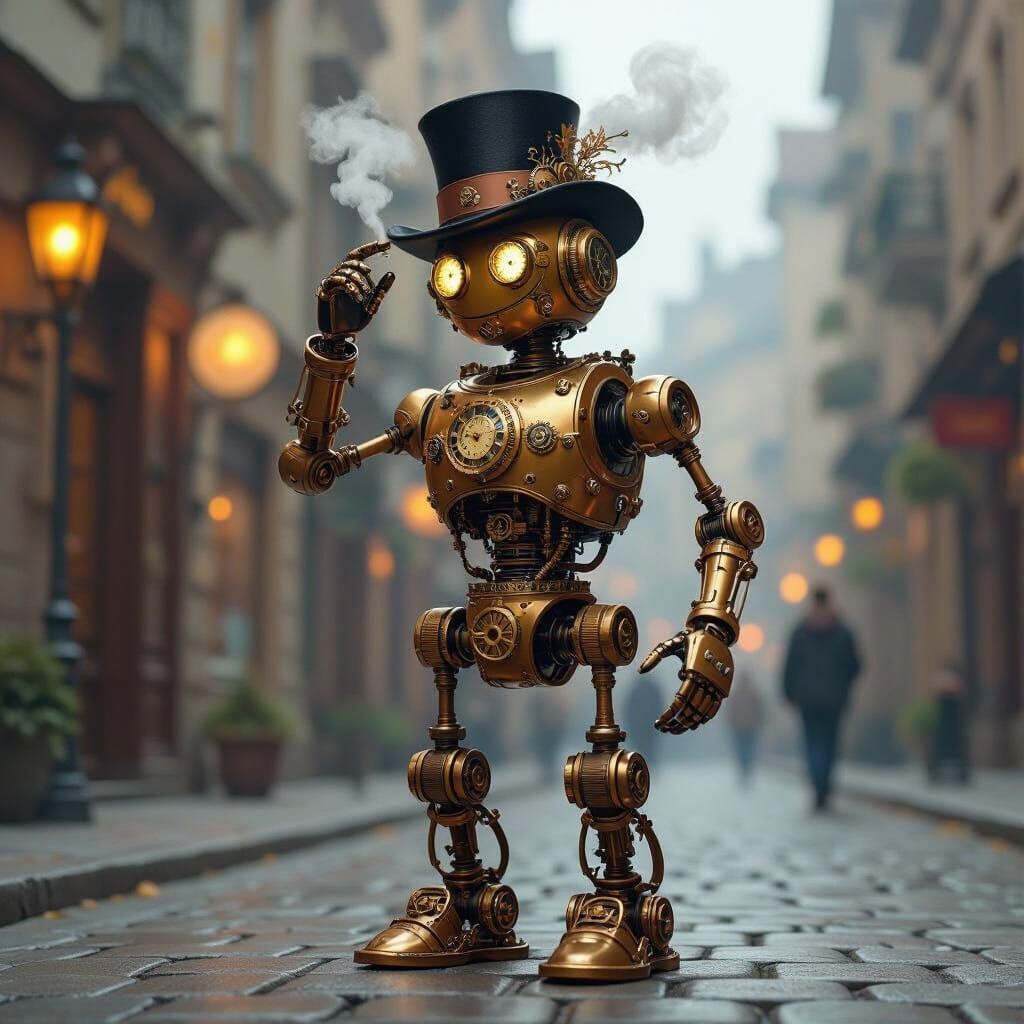 Steampunk Automaton Tipping Hat in Art Nouveau Style