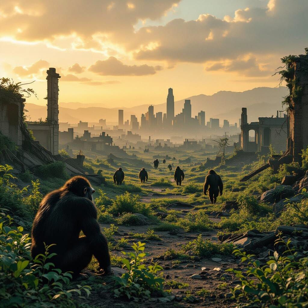 Desolate Earth Overgrown with Ruins, Apes Roam