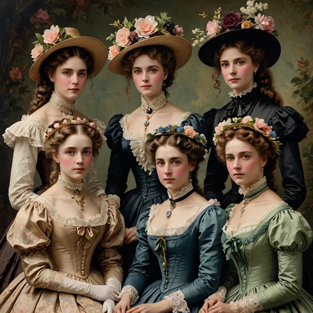 Elegant Victorian Women in Historical Attire
