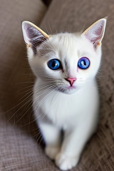 Adorable White Kitten Portrait